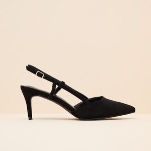 Lulus Cadey Black Suede Pointed-toe Slingback Pumps - Size 7.5